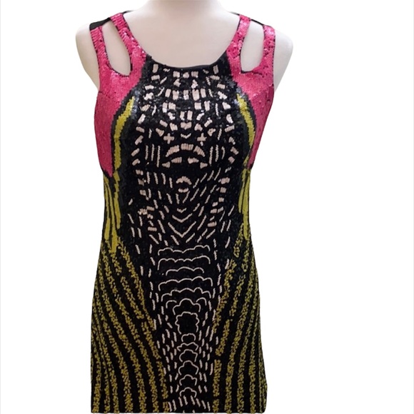 Marciano sequined beaded sleeveless cocktail dress - Picture 1 of 8